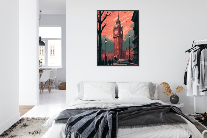 Plakat Big Ben W Londynie Komiksowa Ilustracja