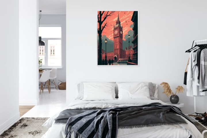 Plakat Big Ben W Londynie Komiksowa Ilustracja