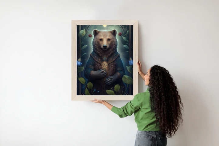 Plakat Grafika Fantasy Z Niedźwiedziem