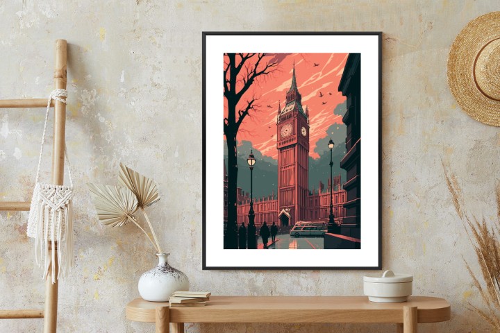 Plakat Big Ben W Londynie Komiksowa Ilustracja