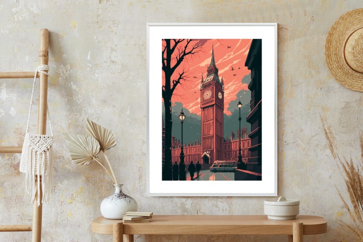 Plakat Big Ben W Londynie Komiksowa Ilustracja