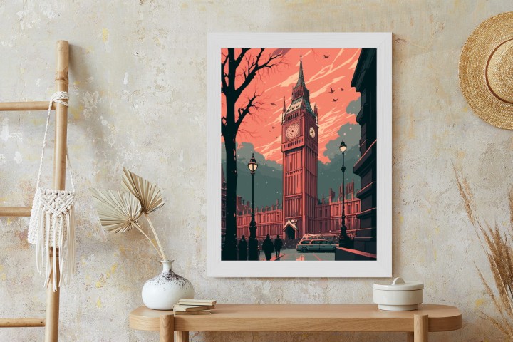 Plakat Big Ben W Londynie Komiksowa Ilustracja