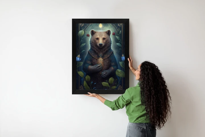 Plakat Grafika Fantasy Z Niedźwiedziem