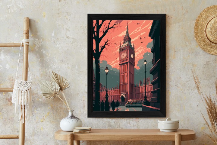 Plakat Big Ben W Londynie Komiksowa Ilustracja