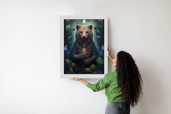 Plakat Grafika Fantasy Z Niedźwiedziem