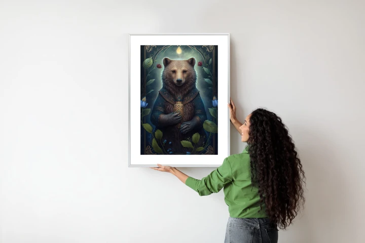 Plakat Grafika Fantasy Z Niedźwiedziem