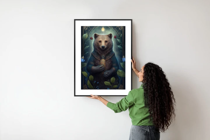 Plakat Grafika Fantasy Z Niedźwiedziem