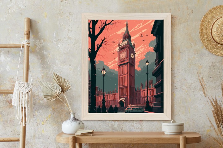 Plakat Big Ben W Londynie Komiksowa Ilustracja
