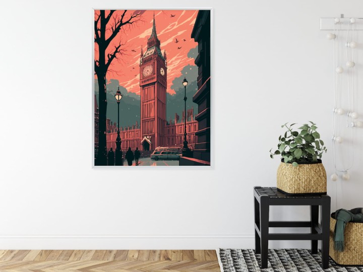 Plakat Big Ben W Londynie Komiksowa Ilustracja