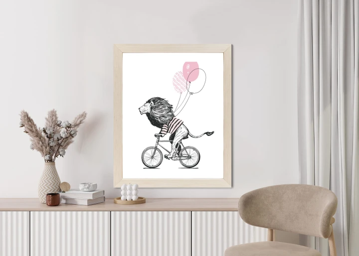 Plakat Lew W Koszulce Na Rowerze