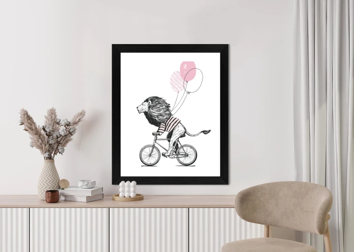 Plakat Lew W Koszulce Na Rowerze