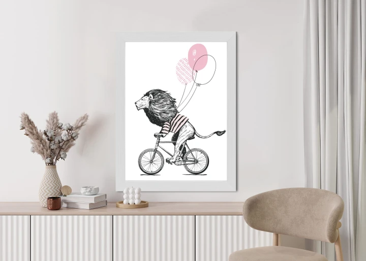 Plakat Lew W Koszulce Na Rowerze