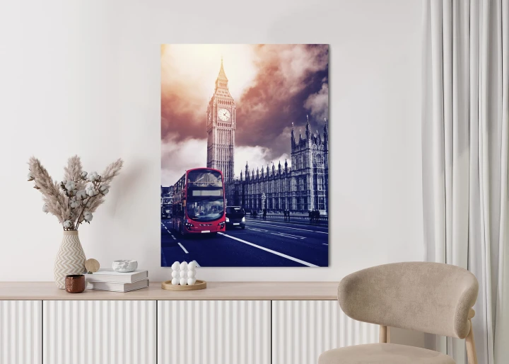 Plakat Czerwony Autobus I Pałac Westminsterski