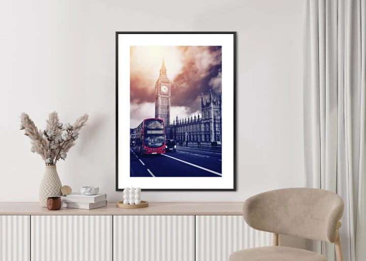 Plakat Czerwony Autobus I Pałac Westminsterski