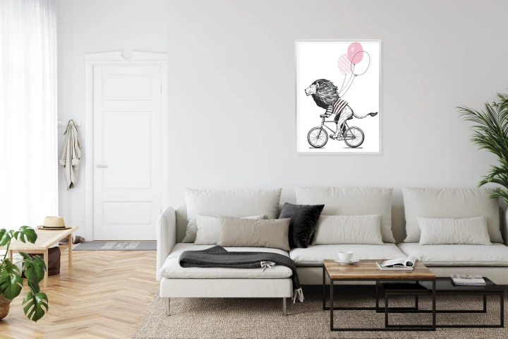 Plakat Lew W Koszulce Na Rowerze