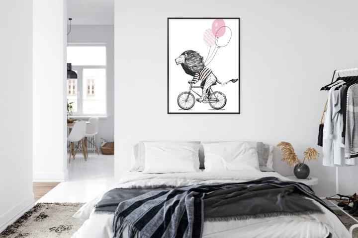 Plakat Lew W Koszulce Na Rowerze