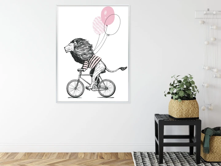 Plakat Lew W Koszulce Na Rowerze