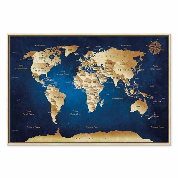 Obraz - Mapa świata: Granatowa głębia