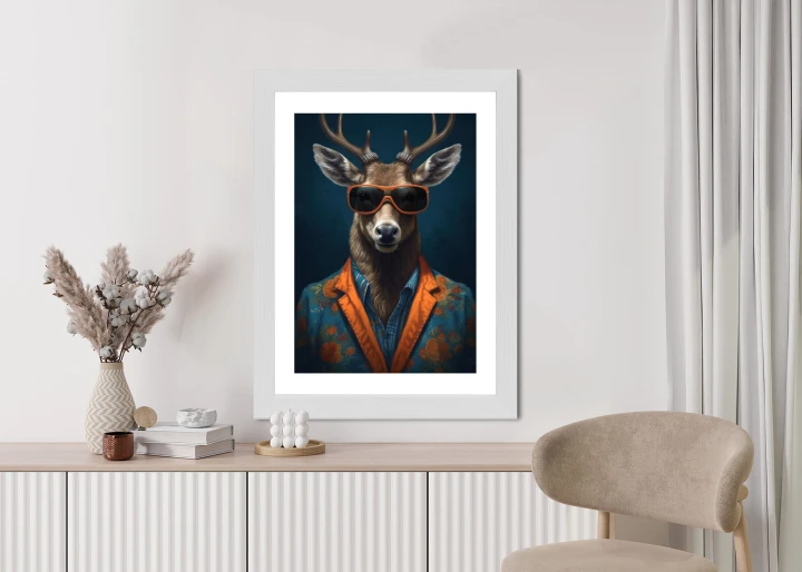 Plakat Jeleń W Okularach I Eleganckim Ubraniu
