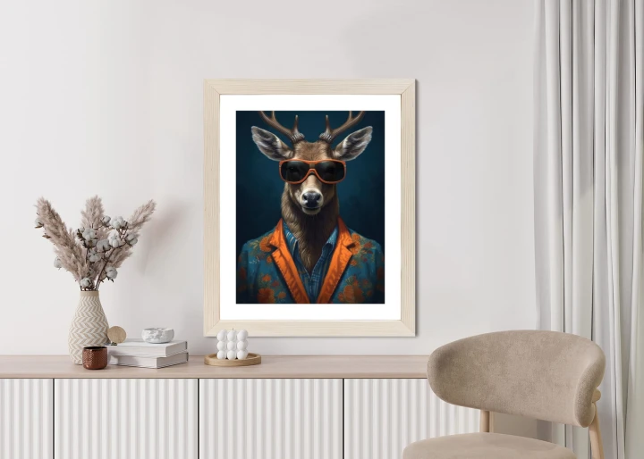 Plakat Jeleń W Okularach I Eleganckim Ubraniu