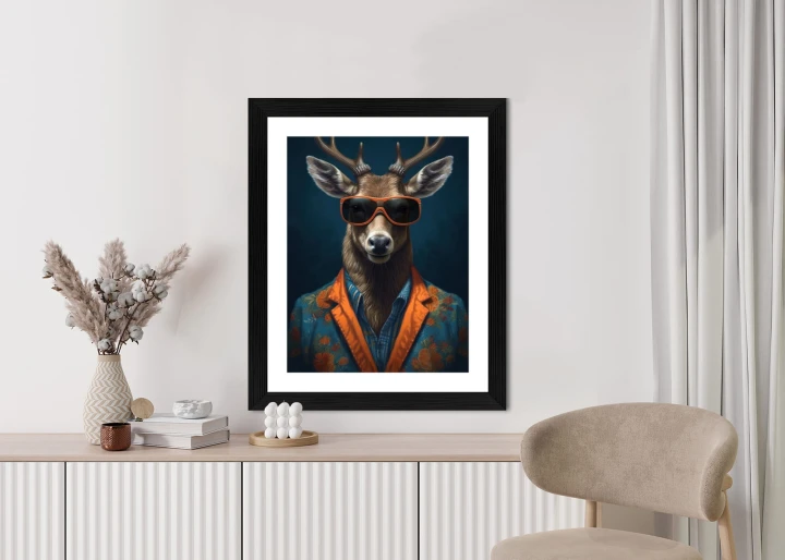 Plakat Jeleń W Okularach I Eleganckim Ubraniu