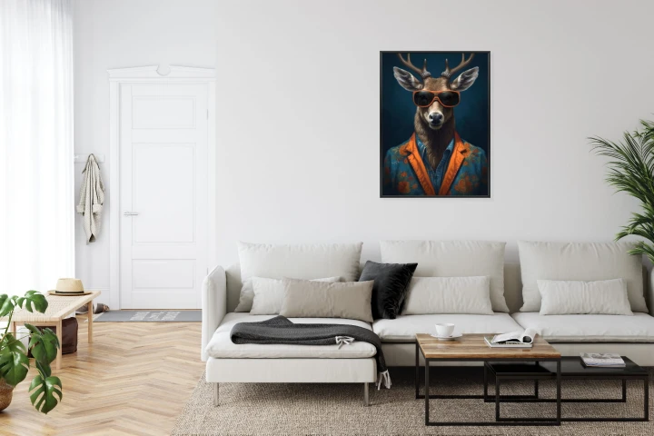 Plakat Jeleń W Okularach I Eleganckim Ubraniu