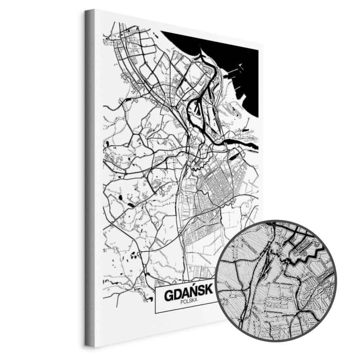 Obraz - Mapa miasta: Gdańsk (1-częściowy) pionowy
