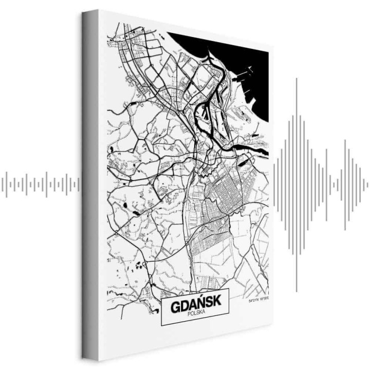 Obraz - Mapa miasta: Gdańsk (1-częściowy) pionowy