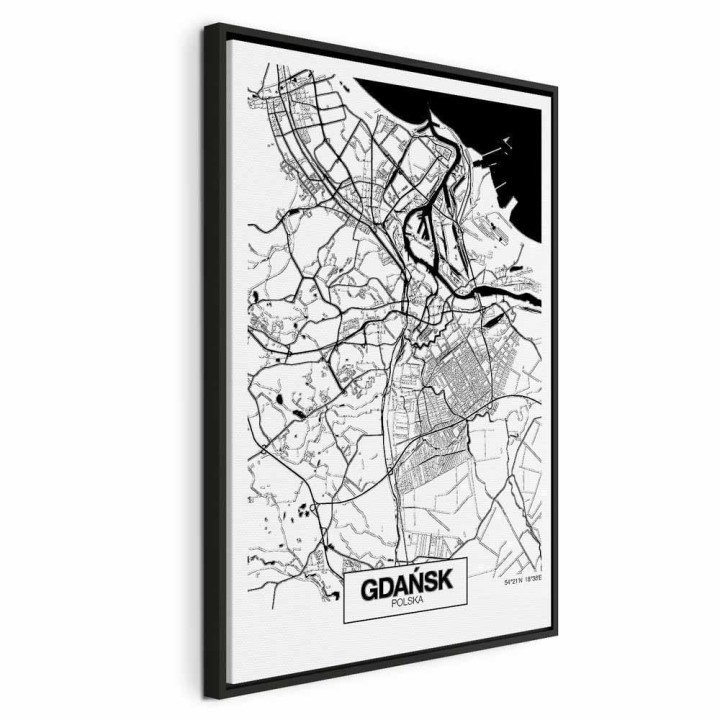Obraz - Mapa miasta: Gdańsk (1-częściowy) pionowy
