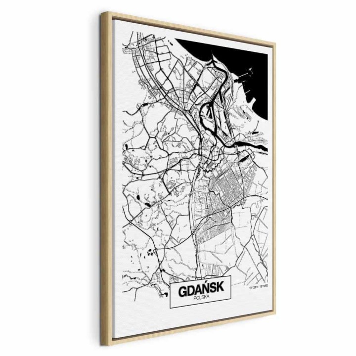 Obraz - Mapa miasta: Gdańsk (1-częściowy) pionowy