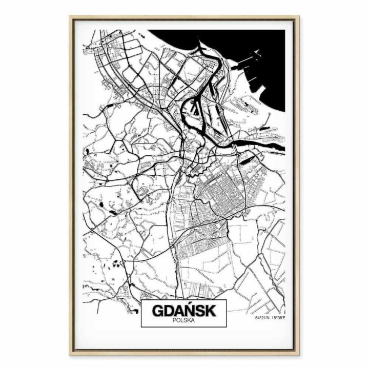Obraz - Mapa miasta: Gdańsk (1-częściowy) pionowy