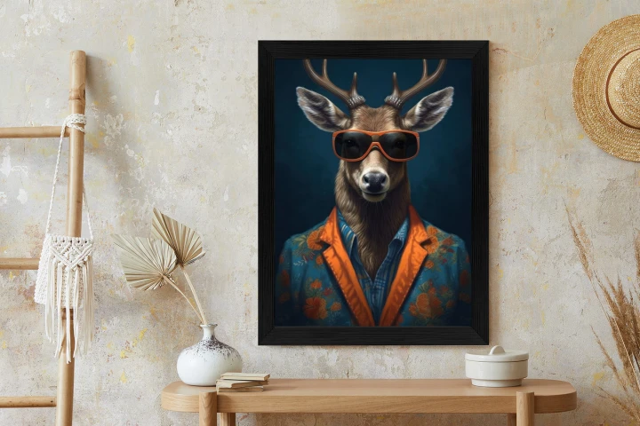 Plakat Jeleń W Okularach I Eleganckim Ubraniu