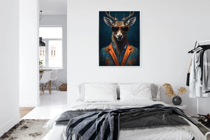 Plakat Jeleń W Okularach I Eleganckim Ubraniu