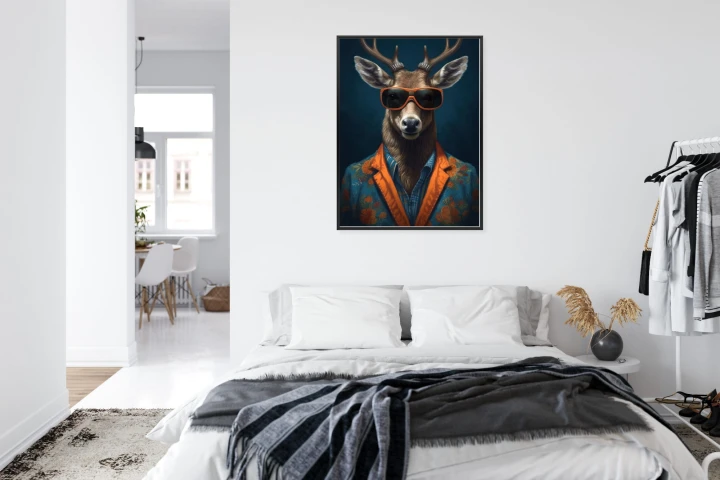 Plakat Jeleń W Okularach I Eleganckim Ubraniu
