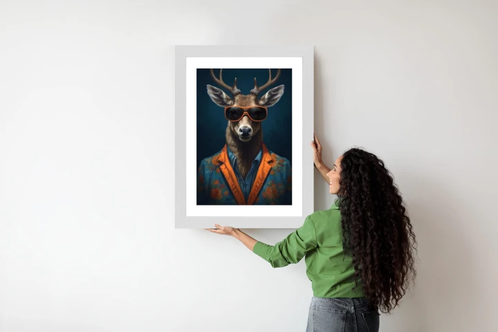 Plakat Jeleń W Okularach I Eleganckim Ubraniu