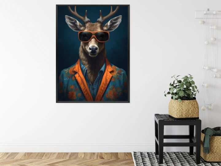 Plakat Jeleń W Okularach I Eleganckim Ubraniu