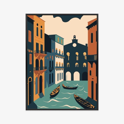 Plakat Canal Grande Z Gondolami W Wenecji Ilustracja