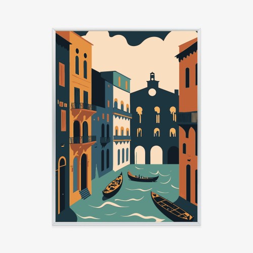 Plakat Canal Grande Z Gondolami W Wenecji Ilustracja