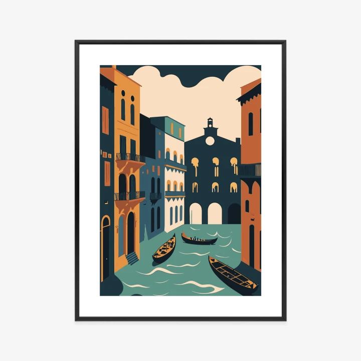 Plakat Canal Grande Z Gondolami W Wenecji Ilustracja