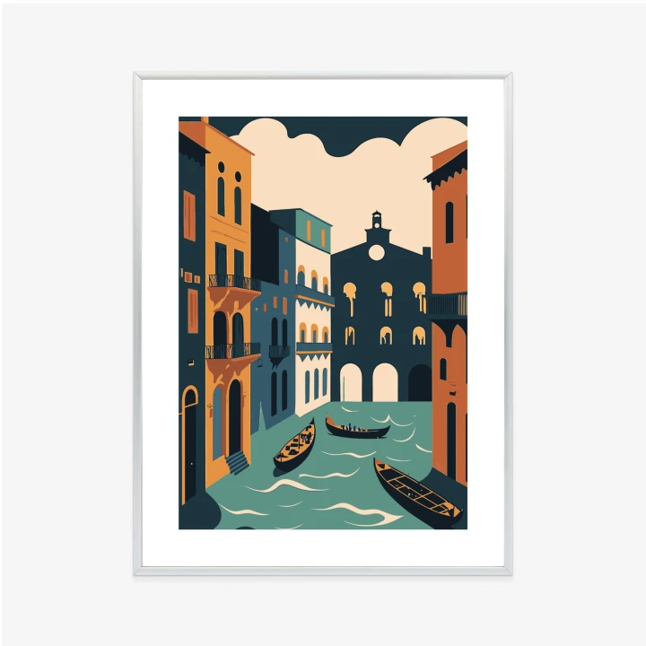 Plakat Canal Grande Z Gondolami W Wenecji Ilustracja