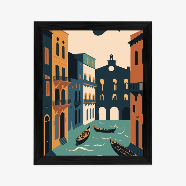Plakat Canal Grande Z Gondolami W Wenecji Ilustracja