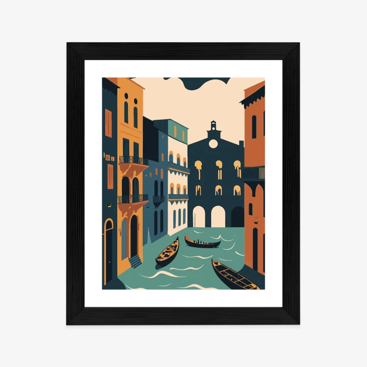 Plakat Canal Grande Z Gondolami W Wenecji Ilustracja