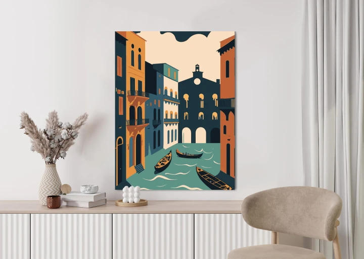 Plakat Canal Grande Z Gondolami W Wenecji Ilustracja