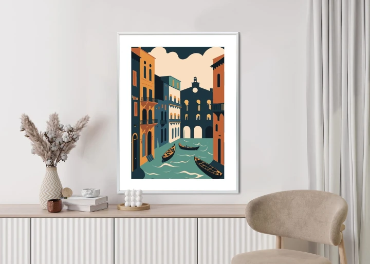 Plakat Canal Grande Z Gondolami W Wenecji Ilustracja