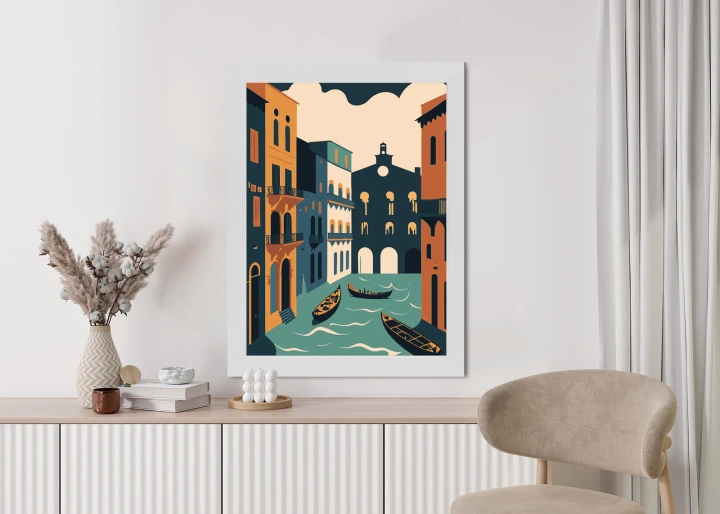 Plakat Canal Grande Z Gondolami W Wenecji Ilustracja