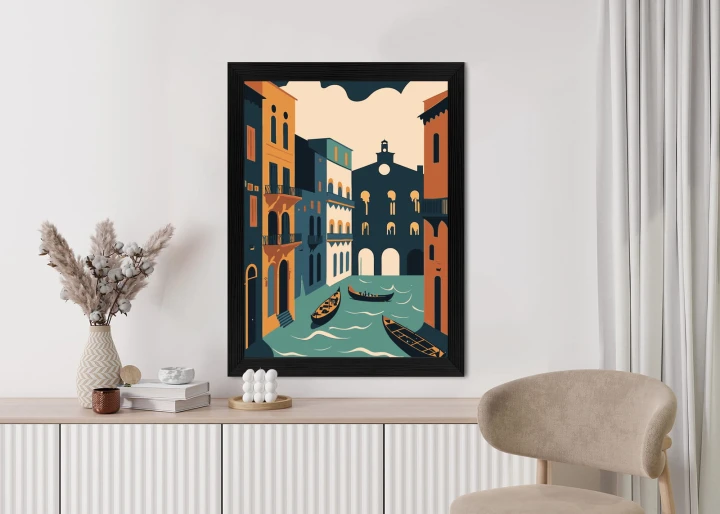 Plakat Canal Grande Z Gondolami W Wenecji Ilustracja