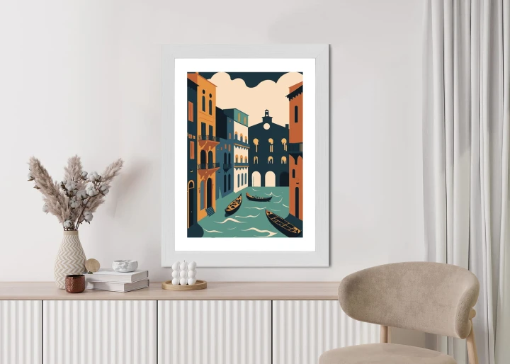 Plakat Canal Grande Z Gondolami W Wenecji Ilustracja