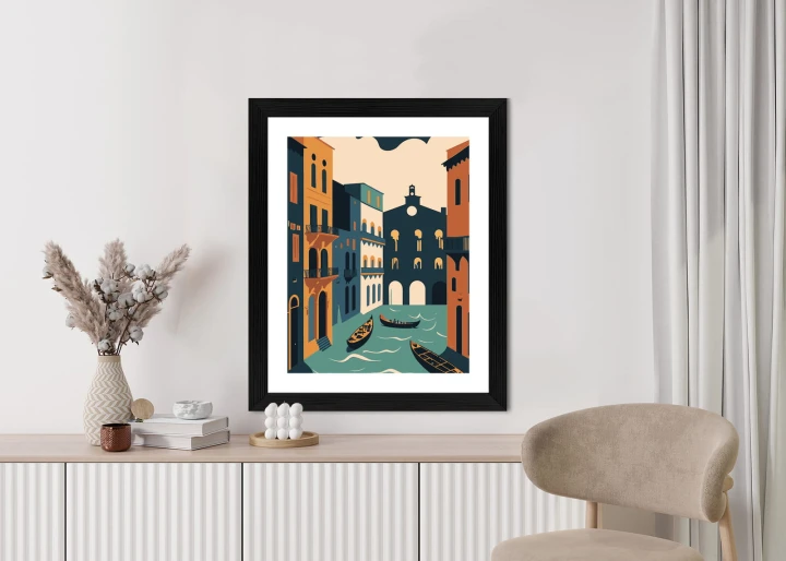 Plakat Canal Grande Z Gondolami W Wenecji Ilustracja