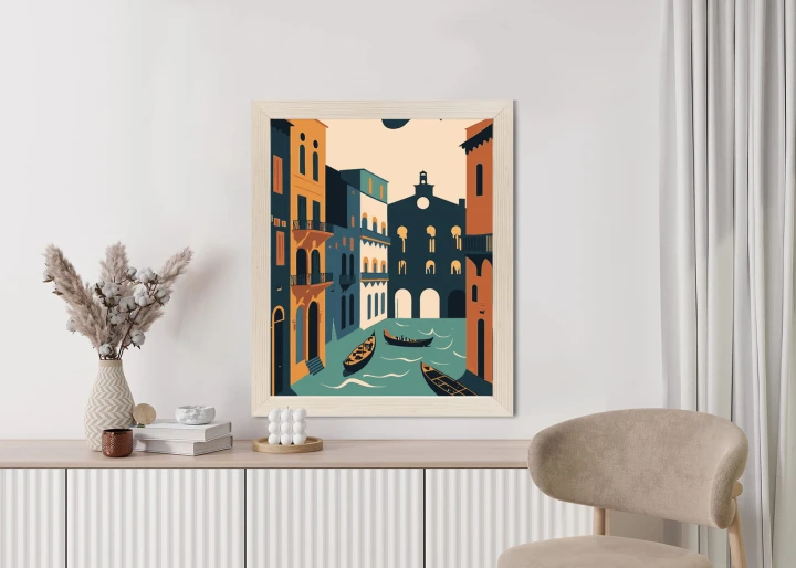 Plakat Canal Grande Z Gondolami W Wenecji Ilustracja