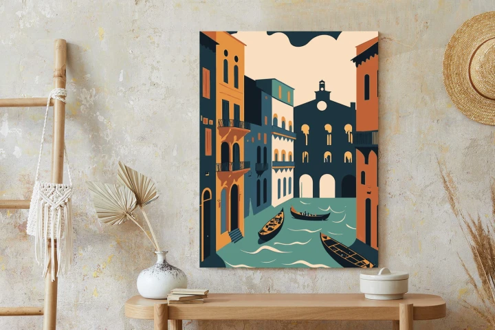 Plakat Canal Grande Z Gondolami W Wenecji Ilustracja